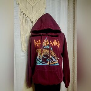 Def Leppard Maroon Graphic Hoodie